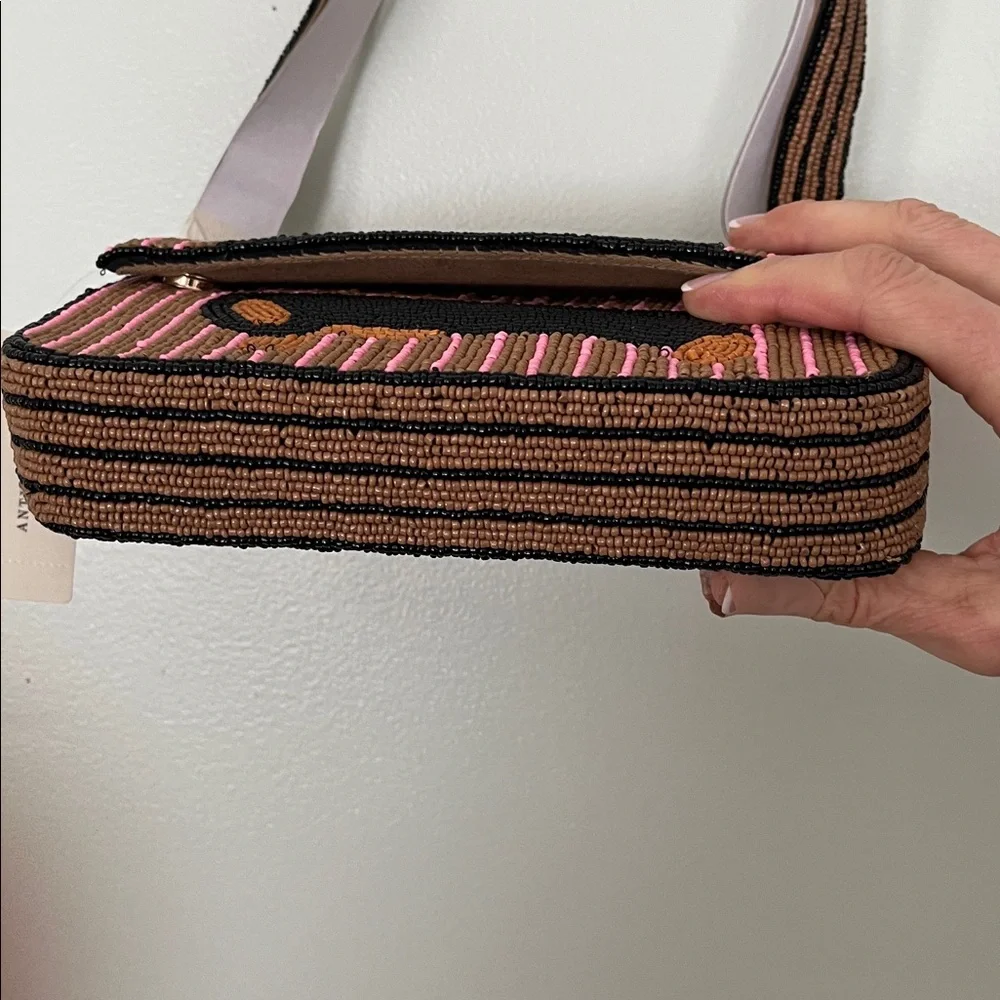 Fiona Striped Beaded Dachshund Shoulder Bag - Picture 5 of 9